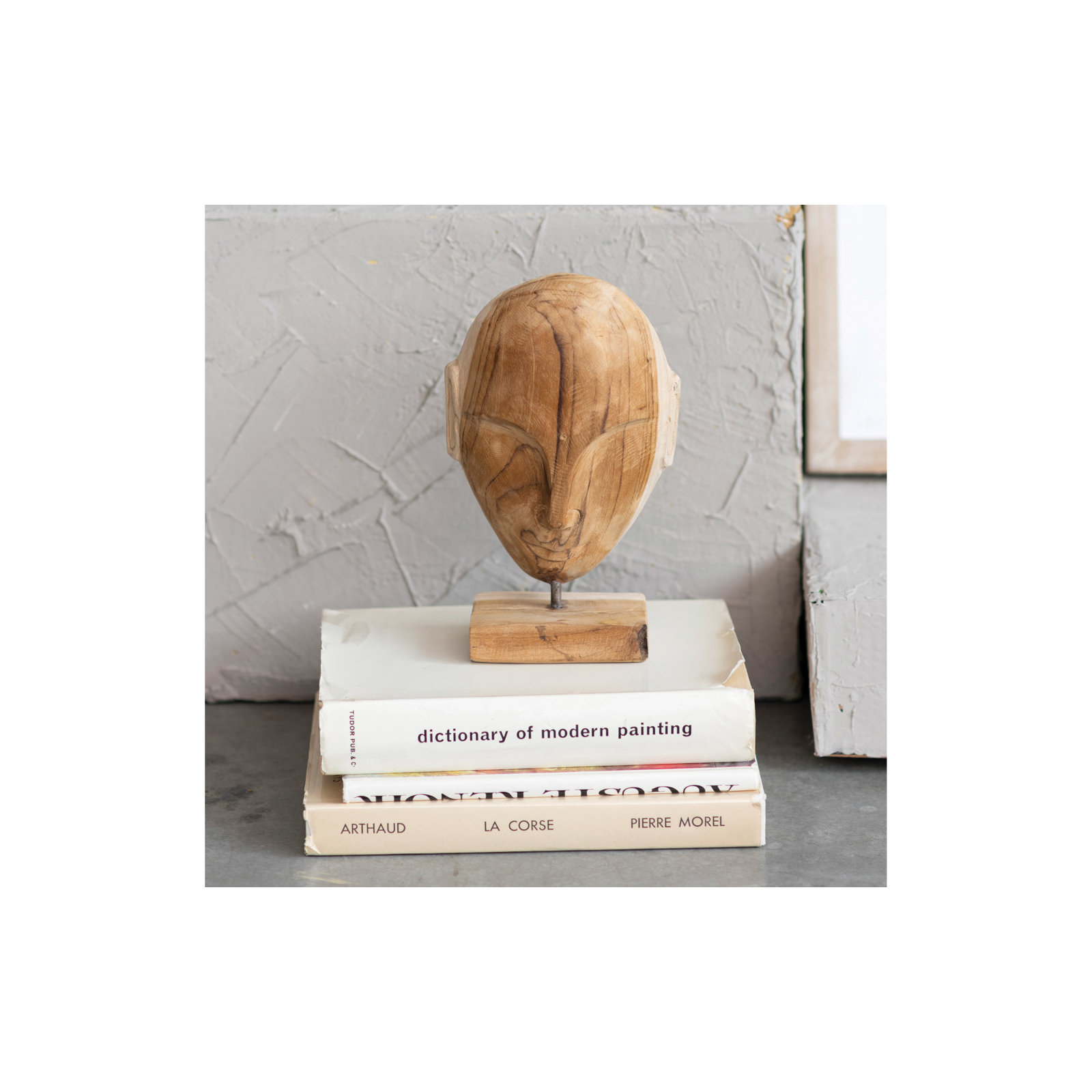 Bloomingville Hand Carved Teakwood Face Sculpture