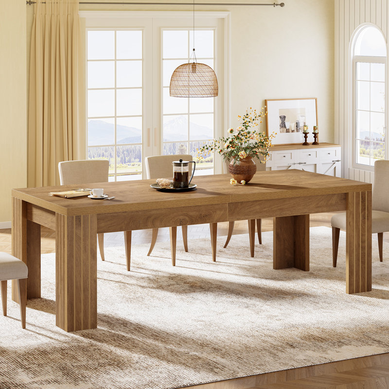 78.7" Farmhouse Dining Table for 6 to 8, Rectangle Dinner Kitchen Table for Dining Room (2PCS)