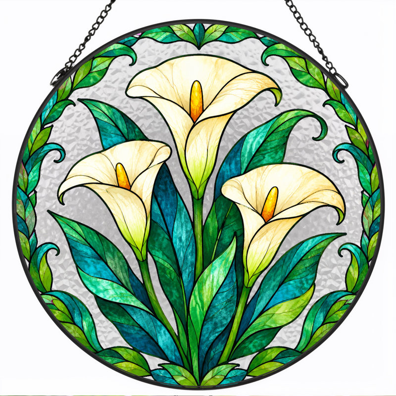 Art mural sur toile de lys blanc et feuilles de sarcelle, H 7,8 po