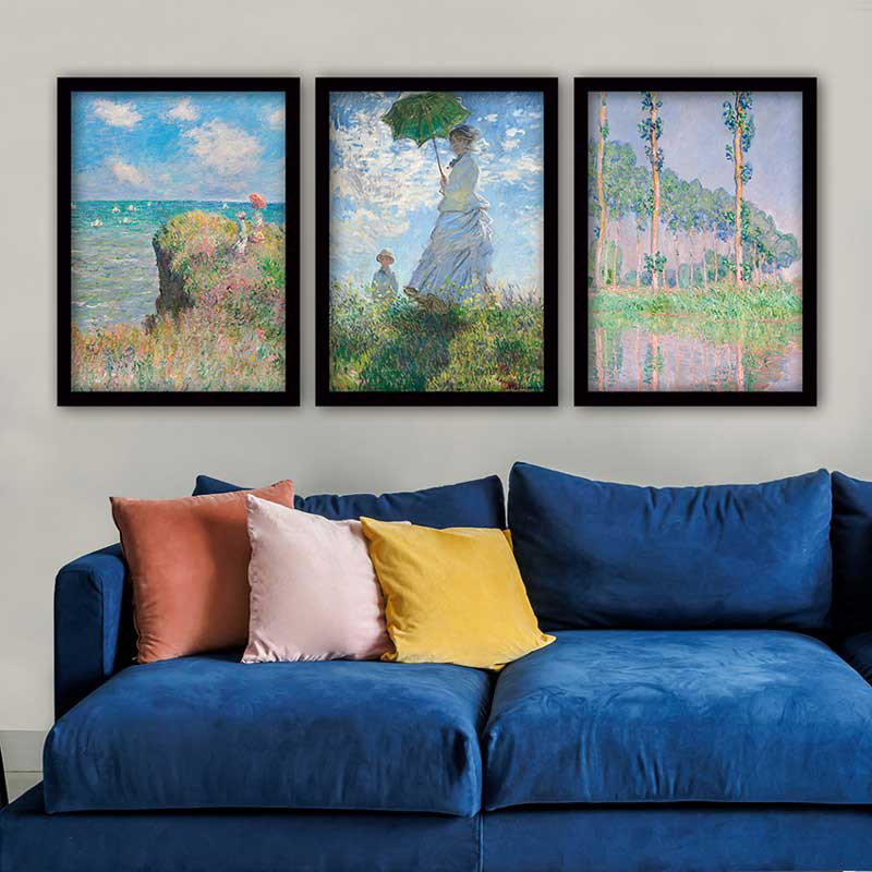 Stunning Decorative Framed Painting Set (3 Pieces), 21.7 x 29.5 Inches Each | 100% Wooden Frame with 0.8 Inch Polystyrene | UV Digital Printing | Perfect for Living Room, Office & Gallery Wall Decor