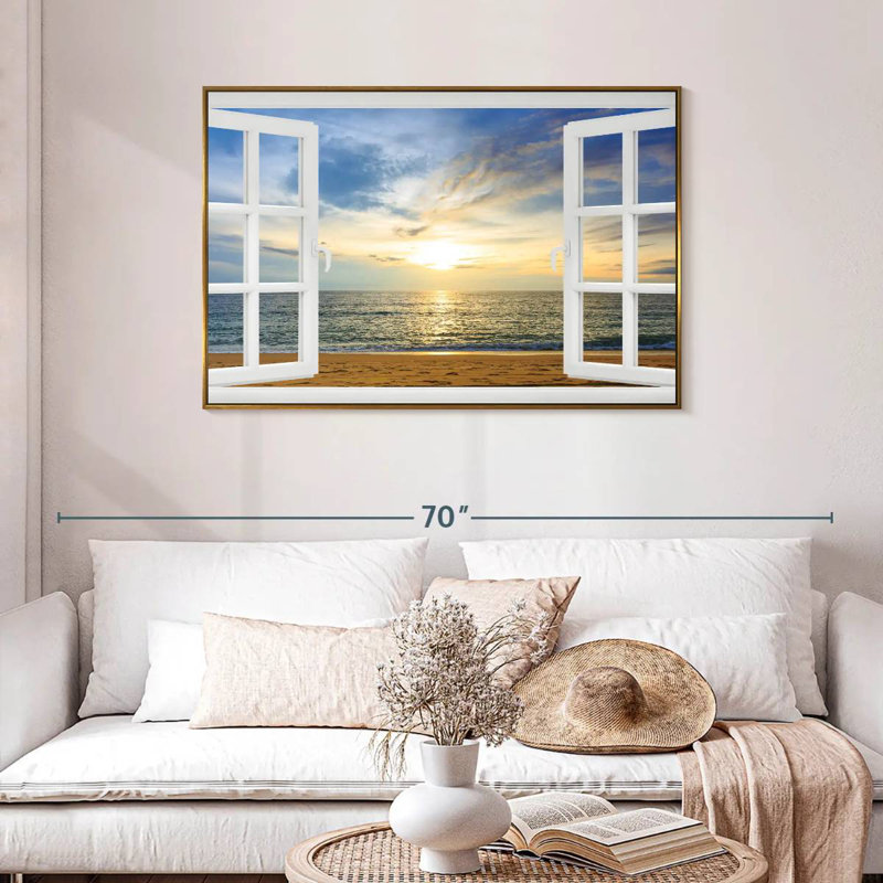 Fenêtre à Bleeker éthéré, Cadre flottant doré, 43 po x 29 po