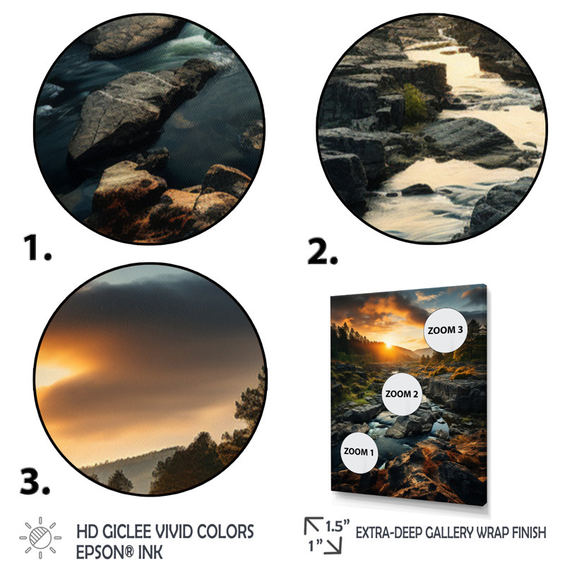 «Sunset in West Virginia Landscape», reproduction sur toile, Cadre simple noir, H 32 po x l 24 po x P 1 po