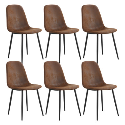 Ergonomic Upholstered Dining Chair with Metal Legs, Set of 6