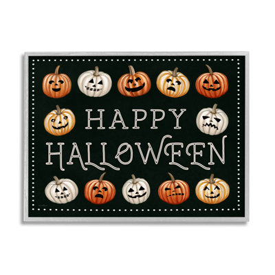 Illustration de giclée encadrée «Happy Halloween Jack-O-Lanterns» par Elizabeth Tyndall
