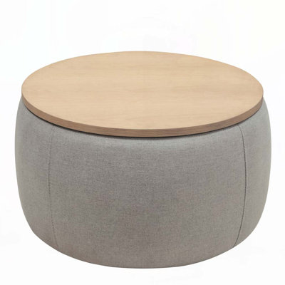 Round Storage Ottoman,Work as End table and Ottoman