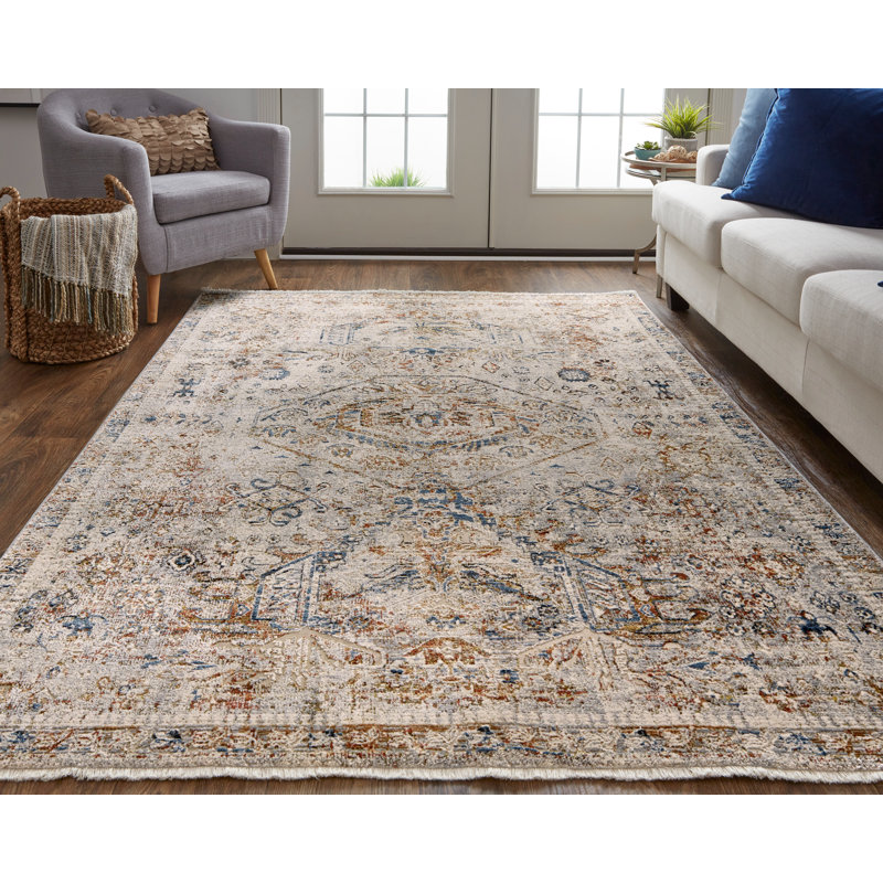 Tapis oriental gris / bleu Benedetto, Rectangle 2 pi x 3 pi