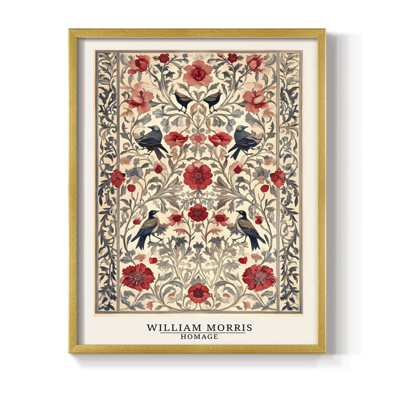Imprimé encadré en bois massif de la série CCWI de William Morris, H 15 po x l 12 po, Doré