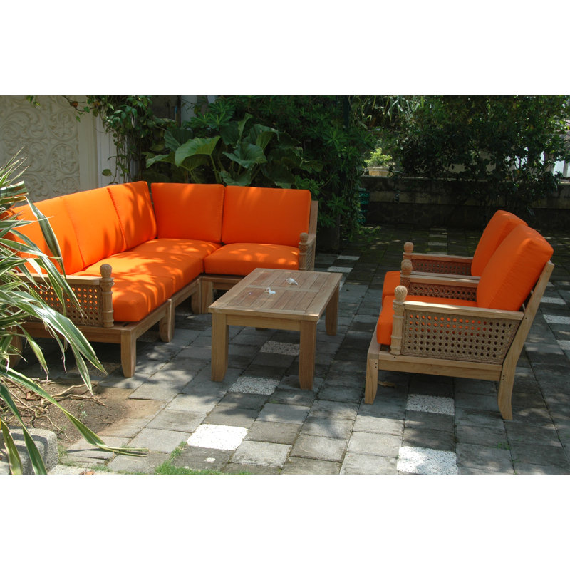 Ensemble de conversation modulaire en teck 7 pièces Luxe