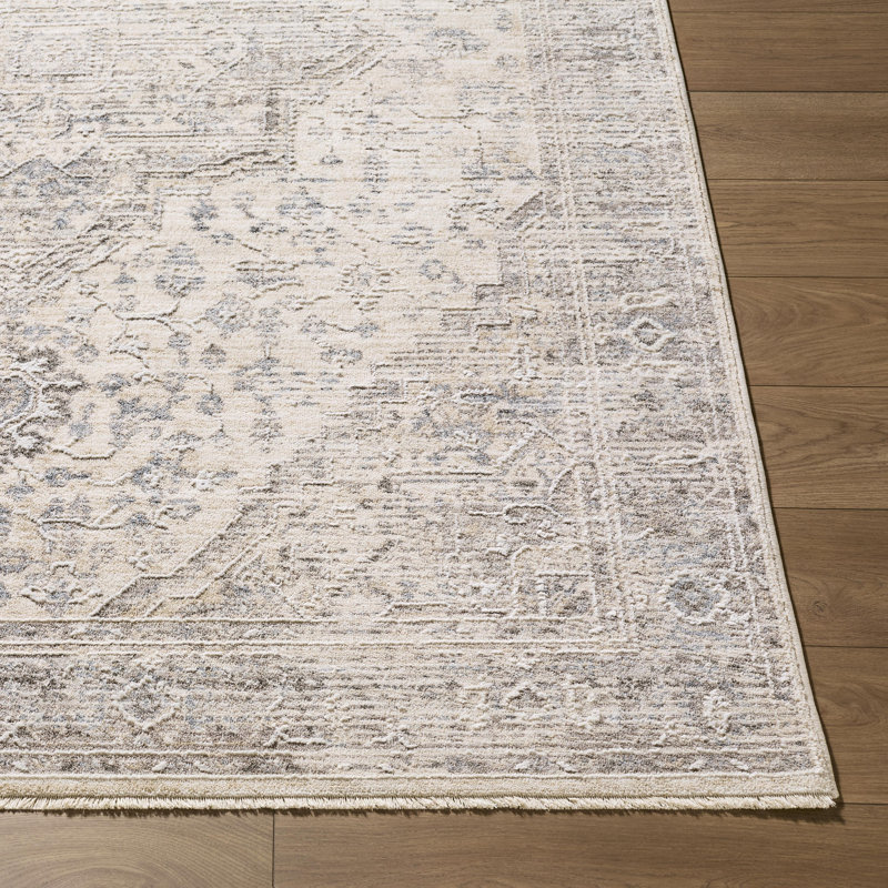 Tapis tissé à la machine Brynner, Rectangle 7 pi 10 po x 10 pi 2 po, Bleu / noir / beige / gris / crème