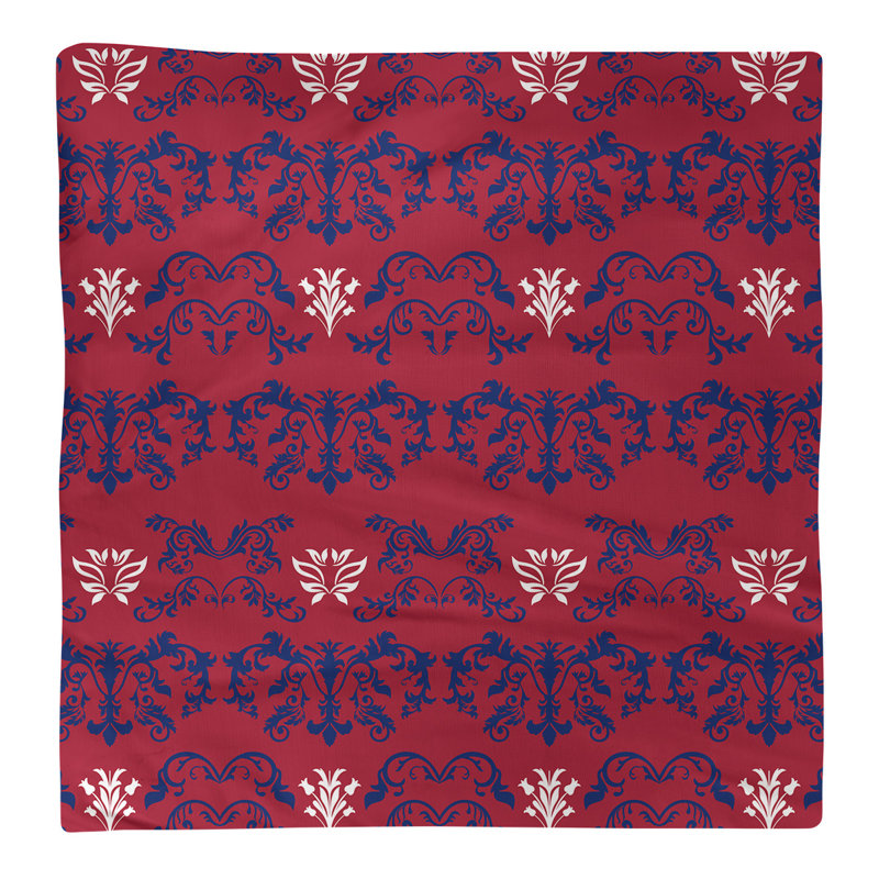 Damask Square Napkin, Dark Blue/Red/White, Polyester