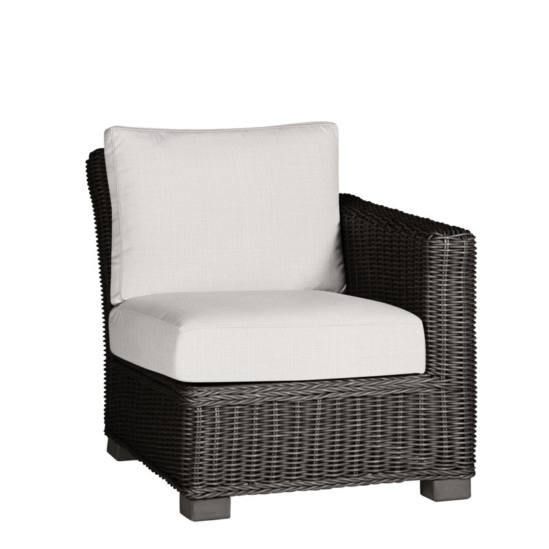 Rustic Woven Sectional Right - Slate Grey, Slate Grey, No Welt, Snow Sunbrella® Linen