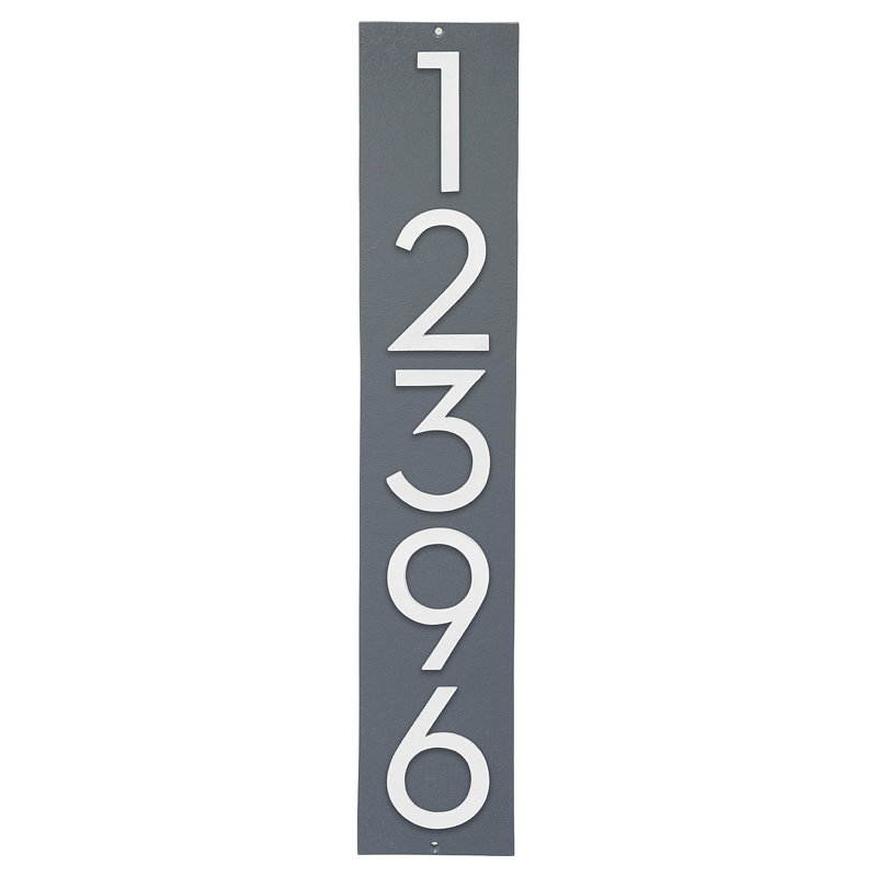 Plaque d'adresse verticale flottante de 6 po, Gris / blanc, Oui