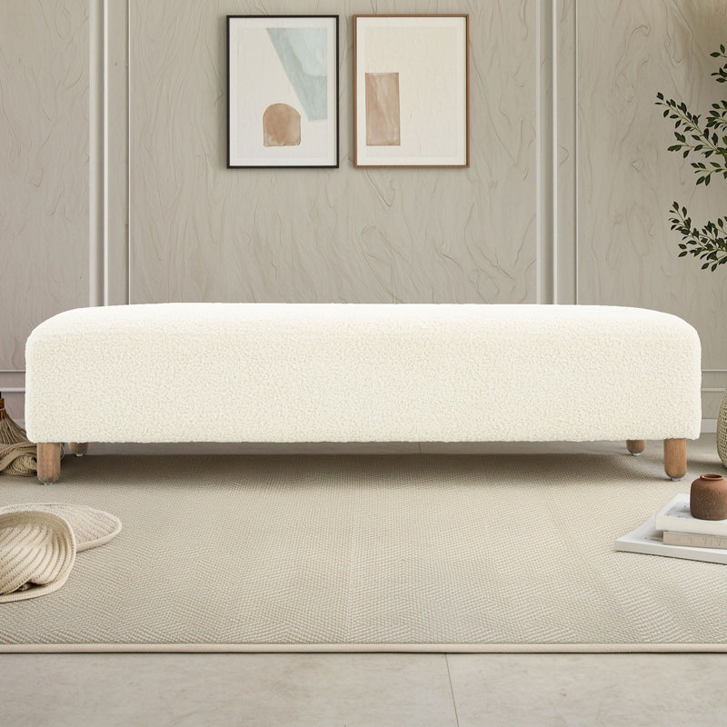 Banc rectangulaire rembourré avec coussin en mousse, structure en bois et siège polyvalent
