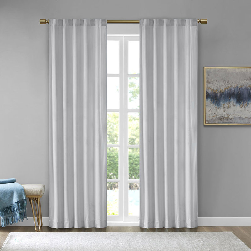 Panneau de rideau obscurcissant avec passe-tringle, Gris clair, L 37,13 po x L 84,07 po