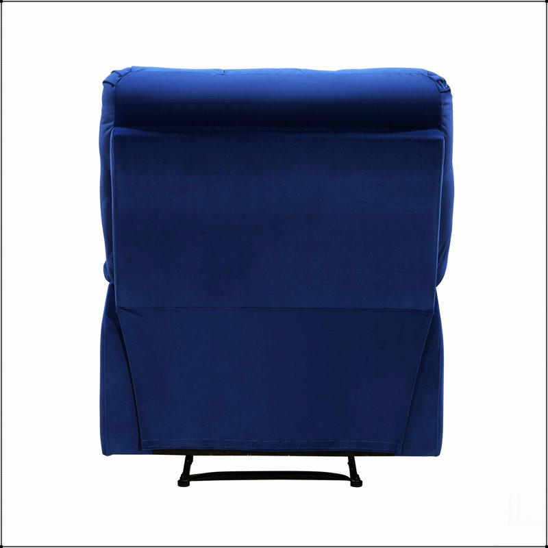 Fauteuil inclinable en velours bleu avec dossier capitonné et dossier capitonné, Bleu