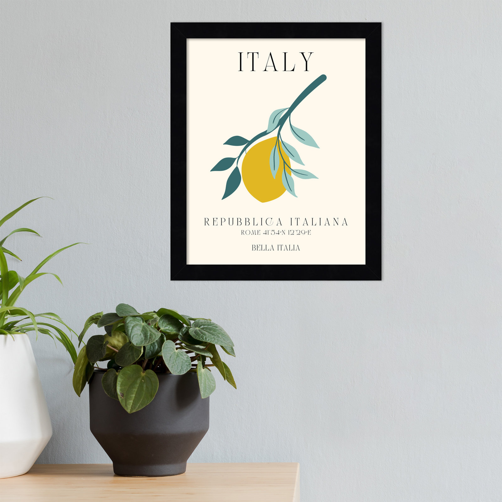 Mirando "Italy Travel Poster" Print, 11" W x 13" H x 1" D, Black Framed