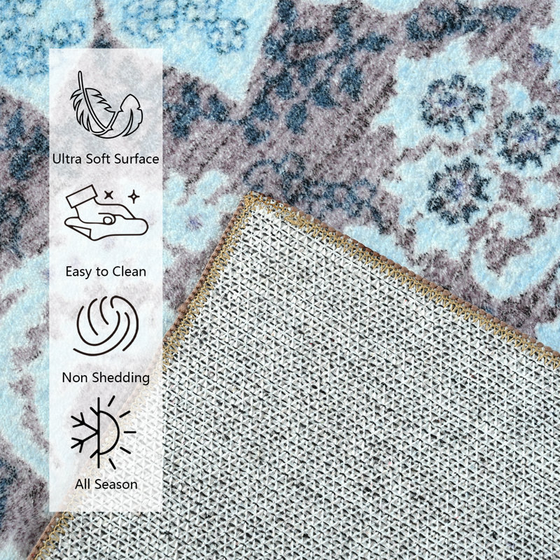 Fillender Washable Soft Vintage Rug Fashion Floral Rug For Living Room Dorm Decor, Rectangle 8' x 10'
