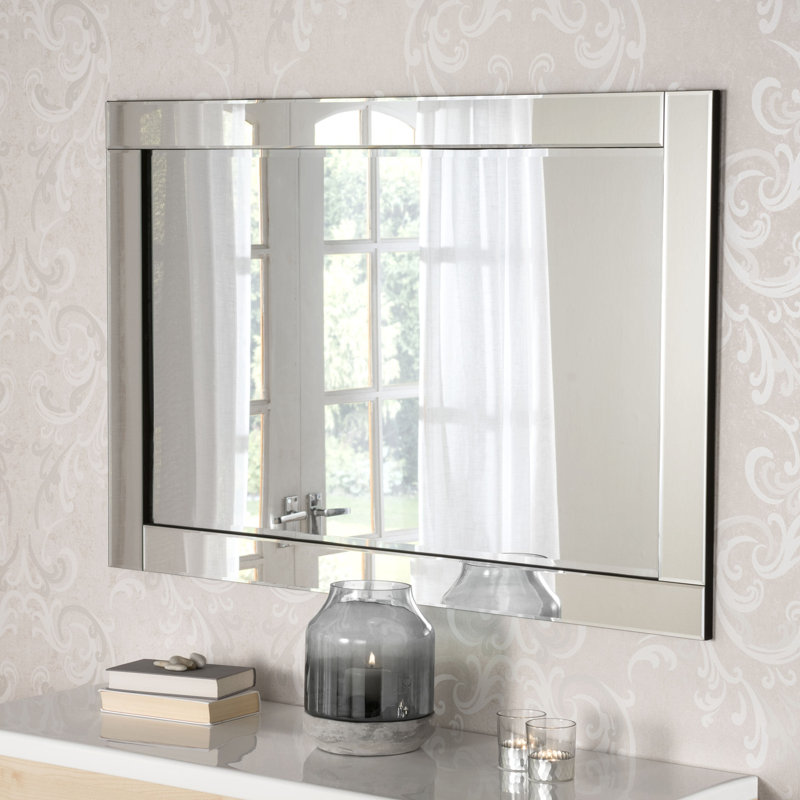 Maura Glass Flat Wall Mirror, 43cm H x 53cm W