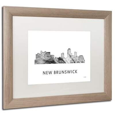 New Brunswick NJ Skyline WB-BW"" by Marlene Watson Framed Graphic Art -  Trademark Fine Art, MW0466-S1620MF