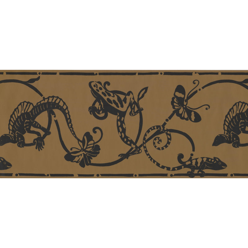 Bordure de papier peint papillon lézard, Brun