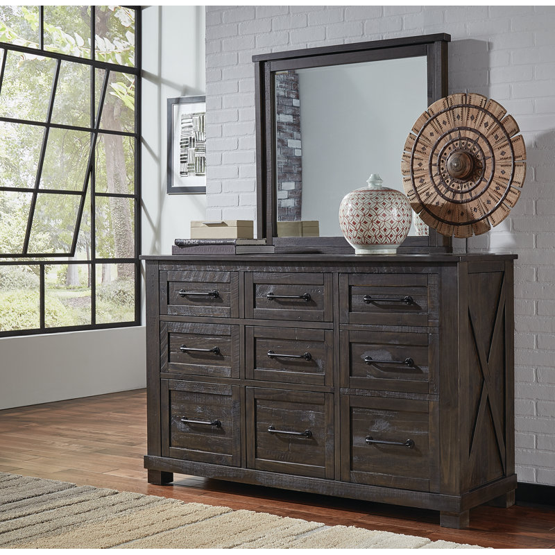 Commode 9 tiroirs Carney, Gris anthracite