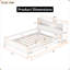 Lit plateforme en bois gris antique avec tête de lit à DEL, rangement et garde-corps-330476407