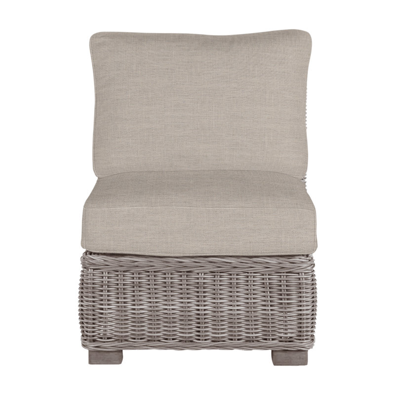 Fauteuil de chambre modulaire d'extérieur en résine tressée rustique N-Dura, Sunbrella® ‑ lin colombe, Welt, Huître
