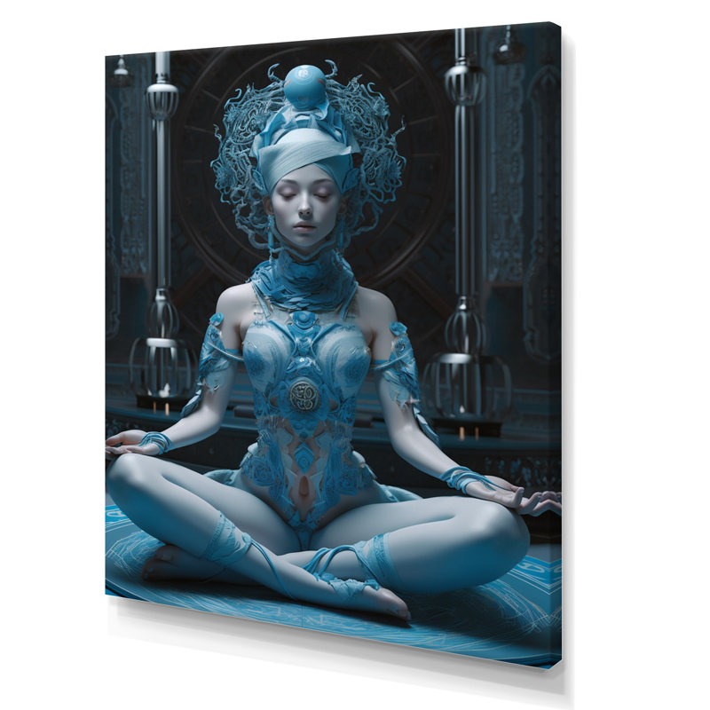 «Blue Yogini Meditation Spiritual Grace» sur toile, H 40 po x l 30 po x P 1,5 po, Toile tendue
