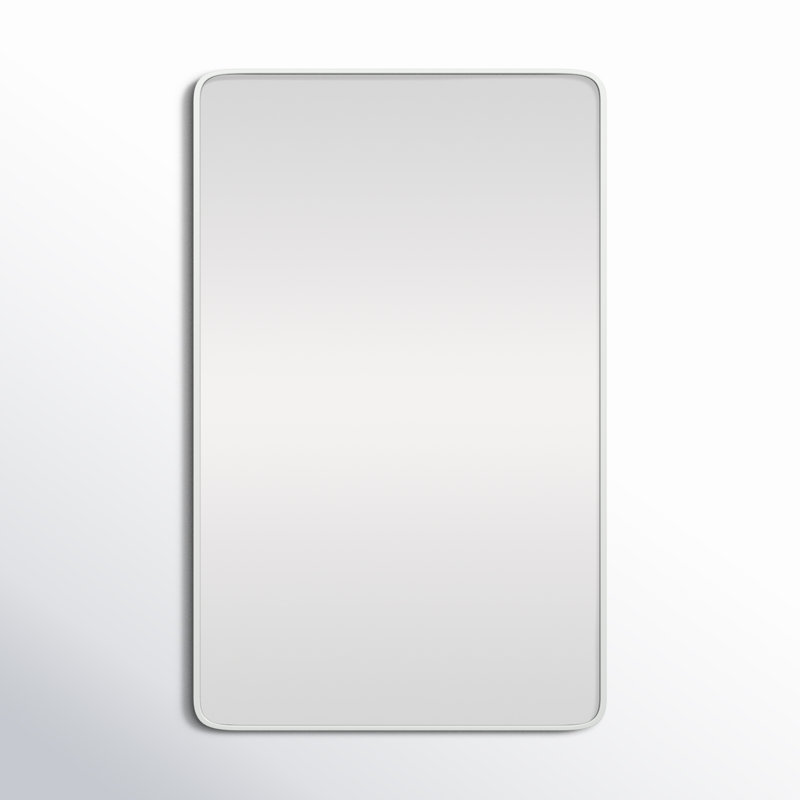 Sabine Metal Rounded Rectangle Wall Mirror, White, 48" x 30"