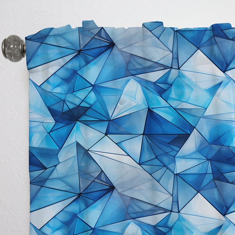 Blue Symmetry Tranquil Triangles - Rideau en velours moderne - obscurcissant - 1 panneau, L 52 po x L 120 po