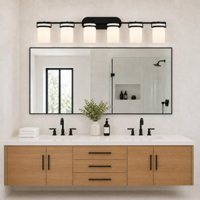 Luminaire de salle de bain moderne à 6 lumières noir mat