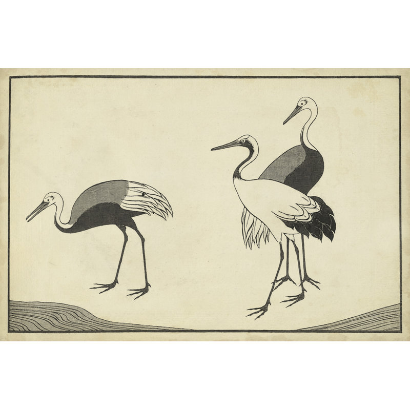 Japanese Cranes B - Wrapped Canvas Print, 30cm H x 46cm W x 3.8cm D