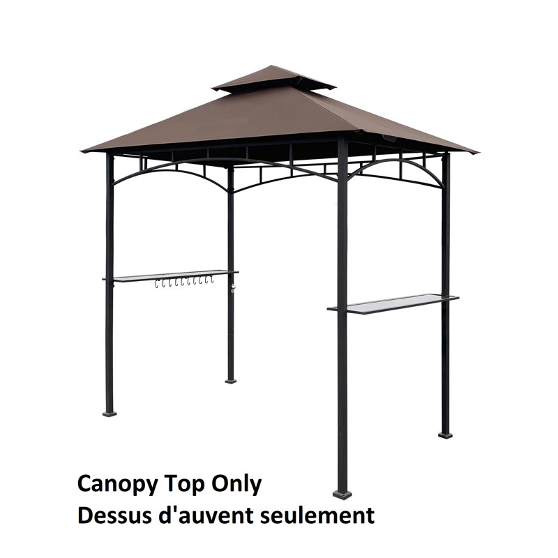 Brown Polyester Double Tiered Canopy Grill BBQ Gazebo Top