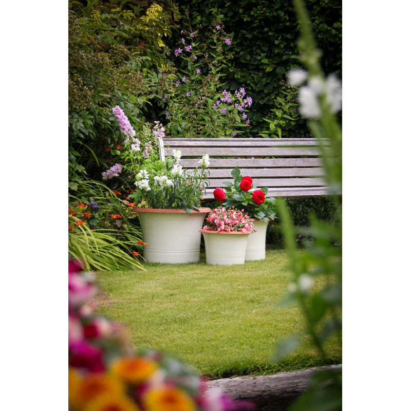 Flared Planter, Cream/Orange, 27" H x 37" W x 37" D