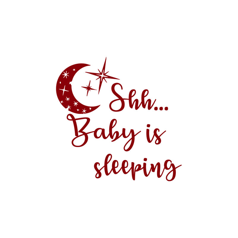 Shh... décalcomanie murale "baby is sleep" Bedell, Mauve rouge