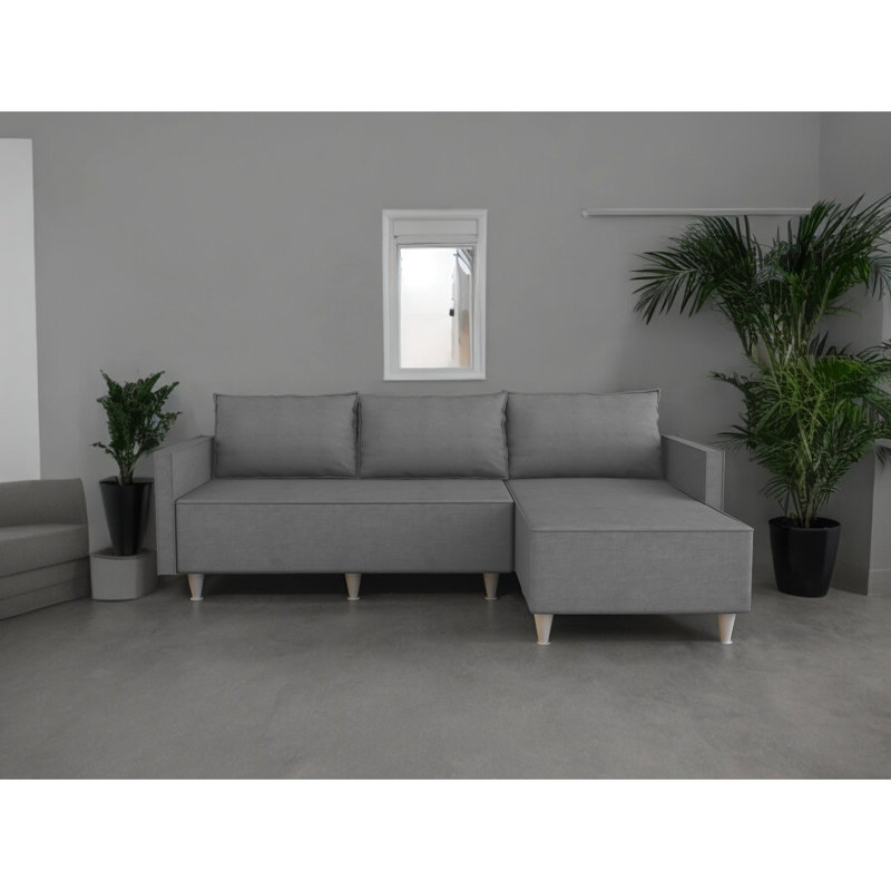 Cozy Grey Sectional With Reversible Feature, Soft Foam Cushions, Quick Assembly, Solid Wood Construction, 5 Seats, 79"W 27"D 31"H Living Room Sectional, Semi-Firm Seating Area, Wood, 5, 79" X 27" 31