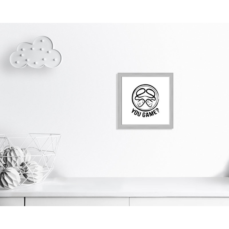 Décoration murale pour enfants avec emblème de jeu, H 17 po x l 17 po x P 1,18 po, Encadré plat argent