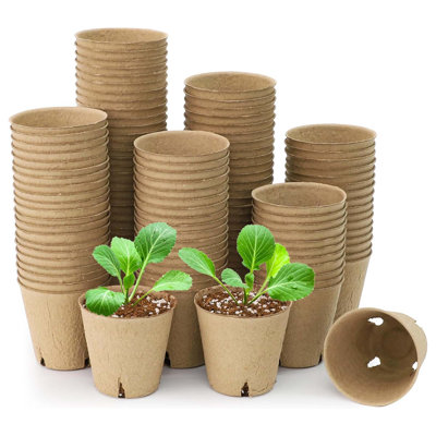 120 Pack 3.15" Biodegradable Peat Pots With Drainage Holes For Seedlings And Herbs