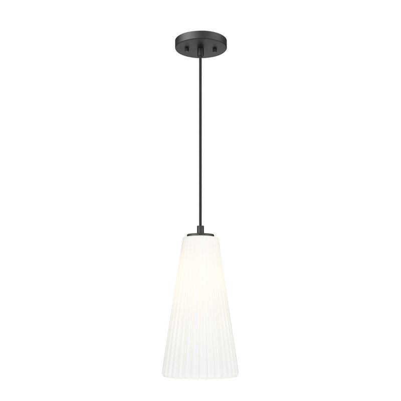 Luminaire suspendu moderne 1 lumière Tomy, H 123,75 po x l 7,25 po x P 7,25 po, Noir mat