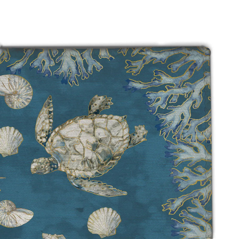 Tapis intérieur / extérieur rectangulaire avec revêtement antidérapant Shells & Friends, Rectangle 4 pi x 6 pi
