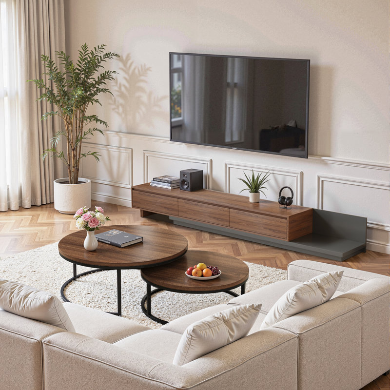 Unfinished TV Stand for TVs up to 75", Walnut