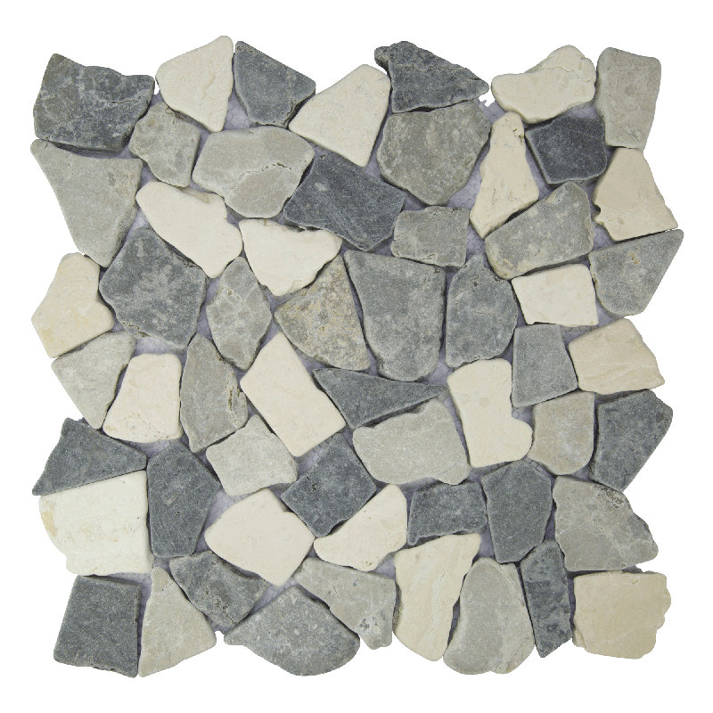11" x 11" Fit Random Mosaic Wall & Floor Tile, White/Sterling/Gray Blend