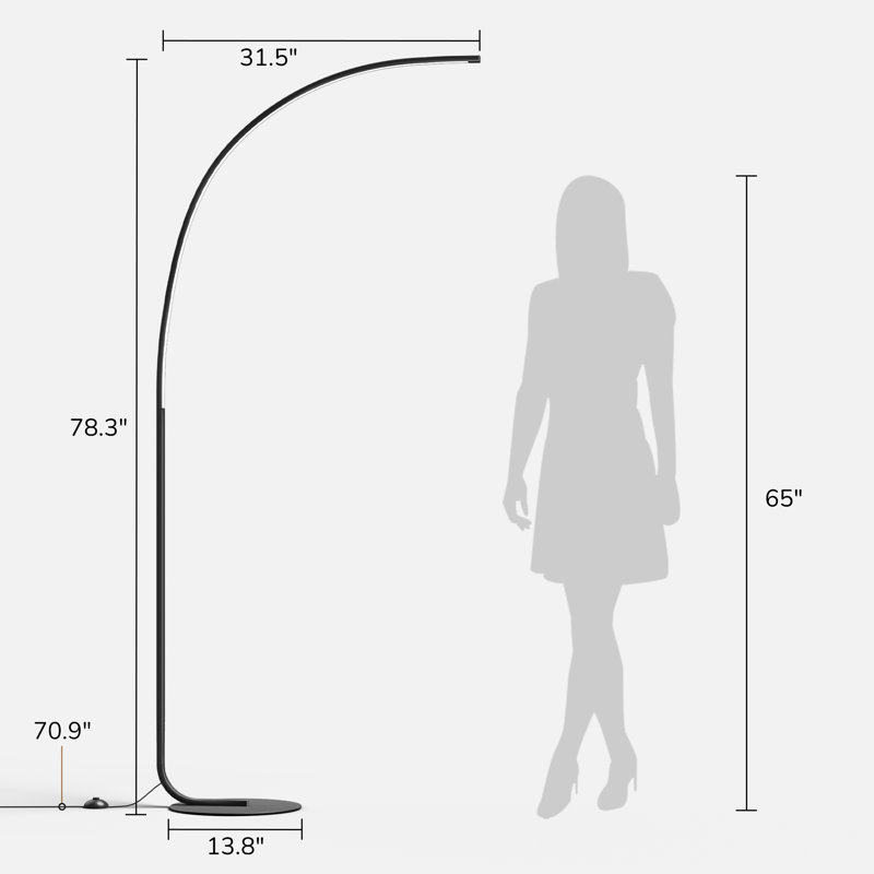 78.3" Led Arced Floor Lamp With Remote Control