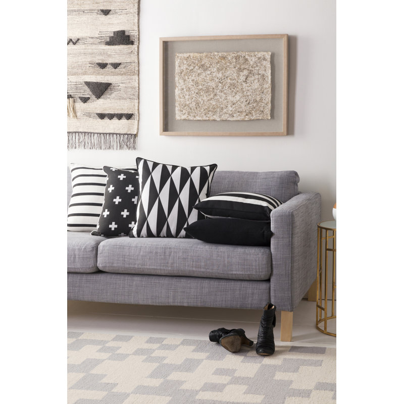 Inga Geometric Cotton Throw Pillow, Black/ White, Down/Feather