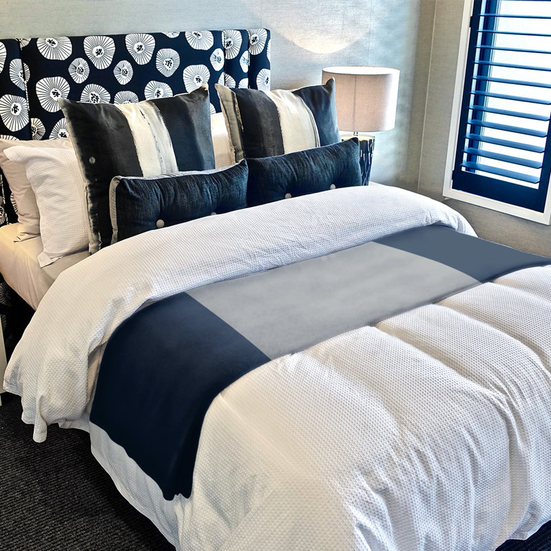 Charlotte Quilted Throw Blanket, 62.5" W x 82.5" L, Midnight Blue/Moonlight Gray/Midnight Blue