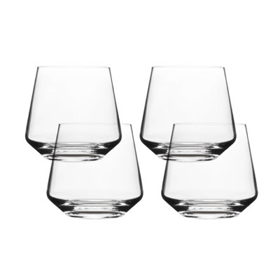 over&back Modern Mouth-Blown Glassware - Set of 4 Contemporary Stemless