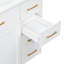 Meuble-lavabo autoportant blanc de 122 cm (48 po) en MDF avec comptoir, 7 tiroirs, 1 porte, lavabo en composite, charnières à fermeture douce et poignées en métal doré-816370892
