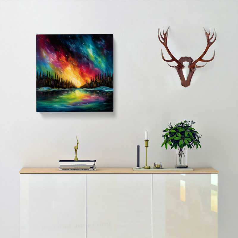 Northern Lights Impressionism No.1 - Wrapped Canvas, 35cm H x 35cm W