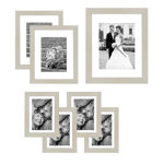 Picture Frame Set, 7 Pieces with One 11 x 14, Two 8 x 10, and Four 5 x 7 - Gallery Wall Frames