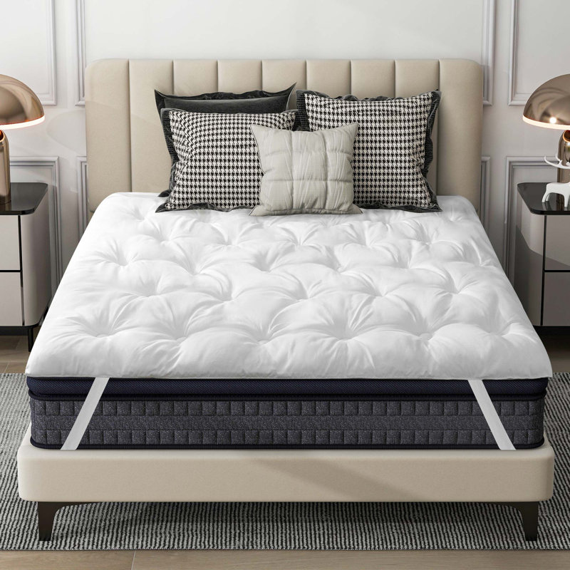 Surmatelas en duvet synthétique Warran, Grand, Blanc